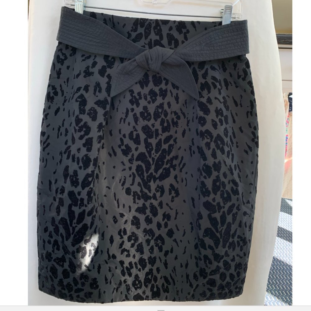 black flocked taffeta waisted skirt